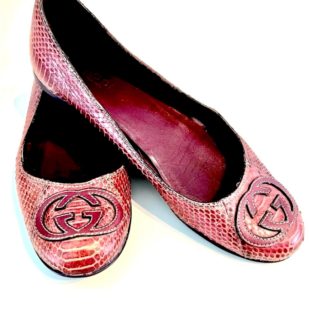 Authentic Gucci Python Ballet Logo Loafers - Picture 4 of 16